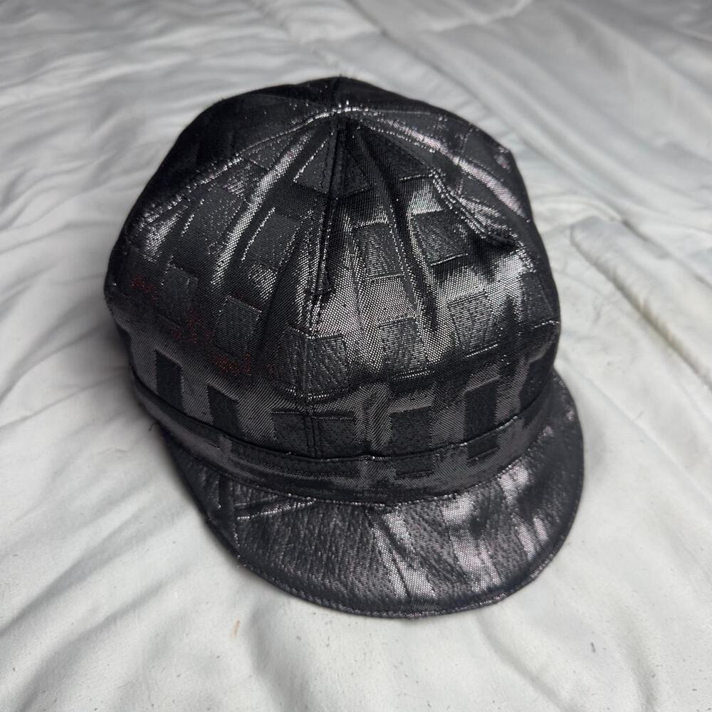 Vintage Burberry Black Metallic Check Newsboy Cap Y2K Designer Hat - Picture 3 of 6